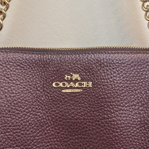 Vintage Coach AVA CHAIN TOTE IN purple SIGNATURE LEATHER - Picture 4 of 11
